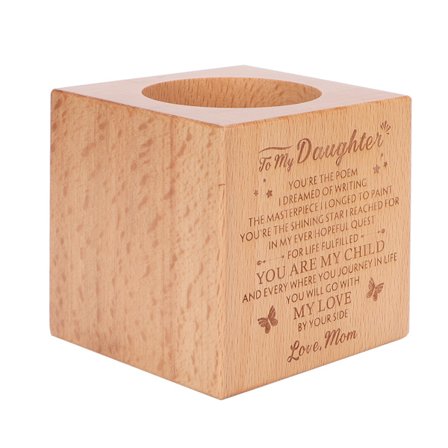 Søt blomsterpotte i tre til sukkulenter, kaktus, bonsai og hagedekor