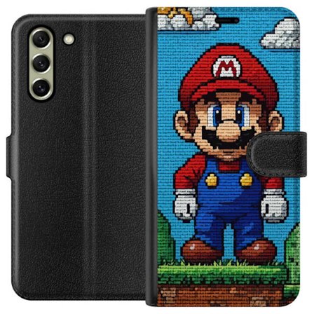 Kompatibel Tegnebogsetui til Samsung Samsung Galaxy S21 FE 5G Super Mario plakat Nintendo retro spil karakter 8bit pixel kunst klassisk spil helt mura