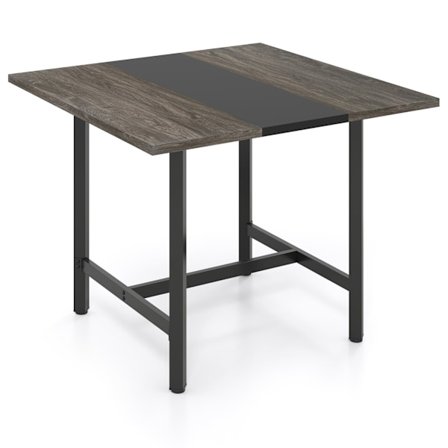 Neliönmuotoinen neuvottelupöytä, metallirunko, 4 paikkaa, harmaa