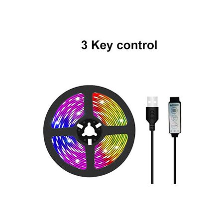 LED-stämningsljusremsa, LED-ljusremsa för möbler, trappa, rum, 3-knappars USB-kontroller, 2835 Ej vattentät, 1 m