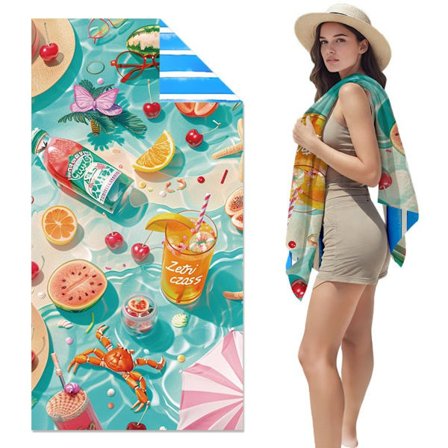 Aikuisten nopeasti kuivuva mikrokuituranta pyyhe - paksu kaksipuolinen fleece, 80x160cm digitaaliprintti