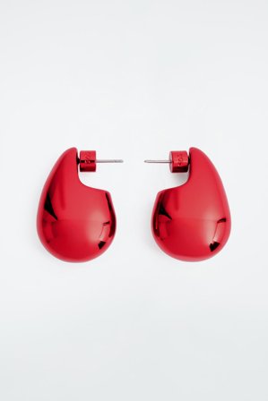 COS Women's Oversized Chunky Droplet Earrings in Red