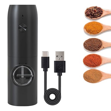 USB Elektrisk Salt- och Pepparkvarn Automatisk Kvarn Laddningsbar AU (Svart)