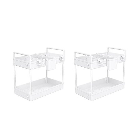 2 pakke under vask organisering og oppbevaring, 2-lags baderom under vask med håndtak hengende