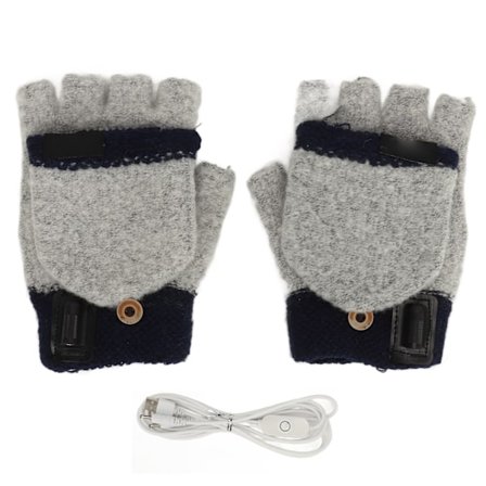 1 par USB-opvarmede handsker justerbar temperatur elektriske opvarmede handsker til skiløb vandreture Cykling 5V gråblå