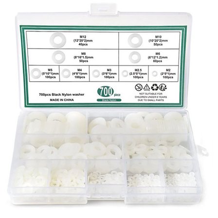 Hvite nylonskiver 700 stk