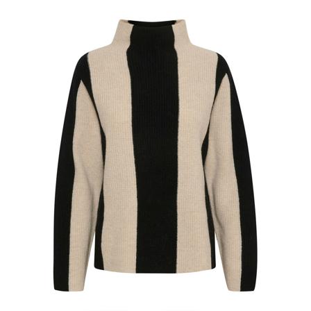 Soaked in Luxury Soaked In Luxury Slmolina Vertical Stripe Pullo Strik 30406545 Sandshell And Black Stripe inbo, Dame Rullekraver