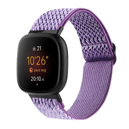 Fitbit Versa 3/Sense -punottu nailonranneke, lila