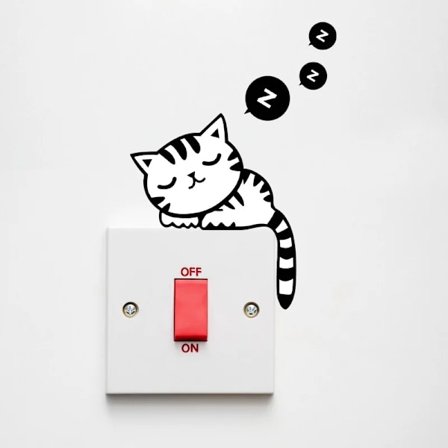 Snooze Cat Series Switch Stickers Konstnärlig smak Vardagsrumsvägg Snooze Cat Series Switch Wall Sticker Switch St Pvc Sticker