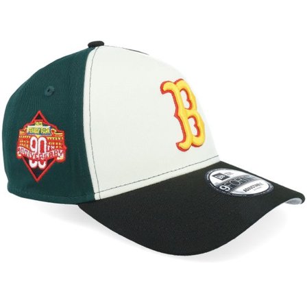 New Era - MLB Vit adjustable Keps - Hatstore Exclusive x Boston Red Sox Mixed Crowns 9FORTY 90th Anniversary Chrome/Green/Black A-Frame Adjustable @ 