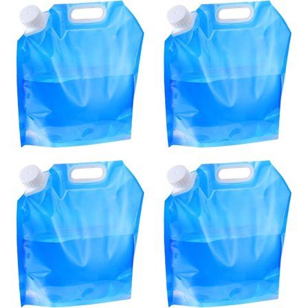 5L Vandflaske - Sammenklappelig Spand med Låg 4 Poser Bærbar Nød Drikkepose Tank Fleksibel Beholder Camping og Rejse Blue_yu