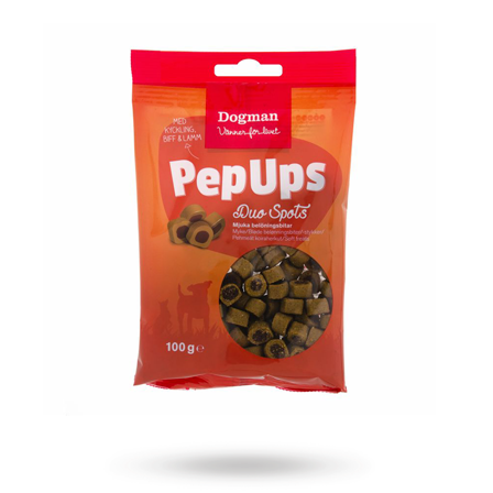 Dogman PepUps Duo Spots 100g - Matskål, hundgodis & tuggisar