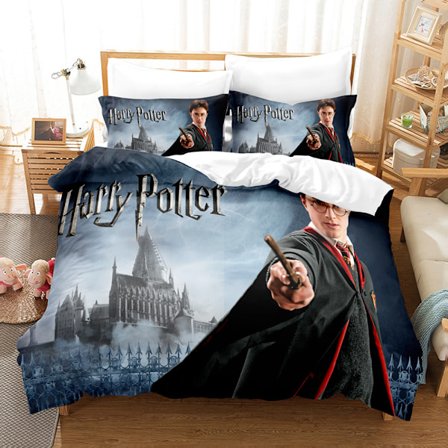Harry Potter Sengetøjssæt med Trykt Motiv Dynebetræk Quiltbetræk Pudebetræk Børnegave 5