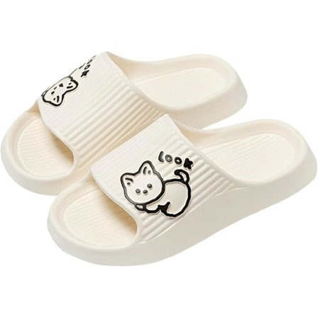 Kvinnor Män, halkfria duschbadstofflor, mjuka flip-flops med tofflor för inomhus hemträdgård, söta katttryckta tjejsliders
