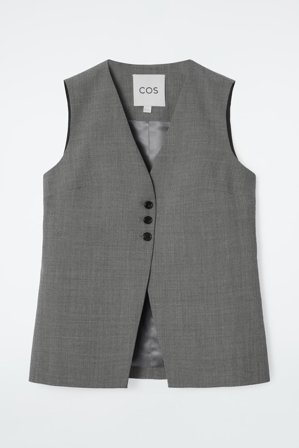COS Women's Longline Tailored Twill Waistcoat in Grey
