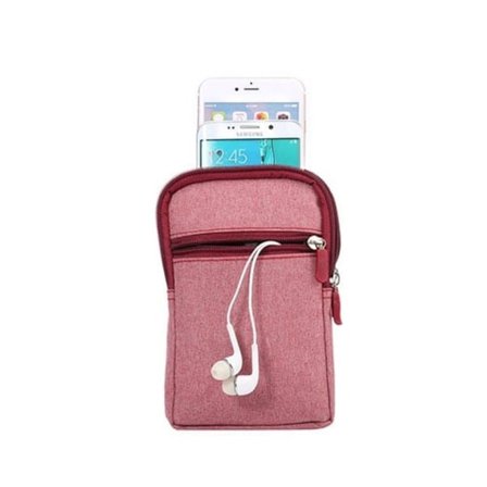 Universel pung til smartphones med bælteklips og rem - Rød