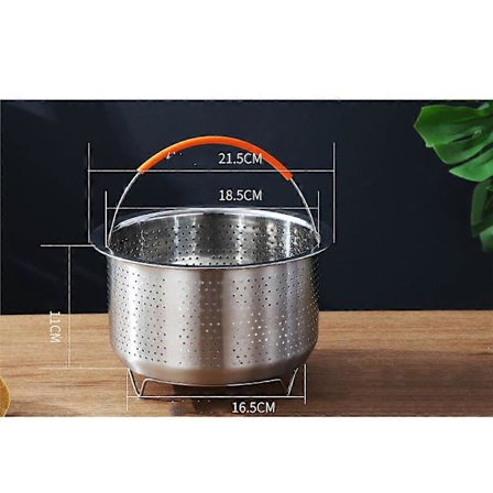Dampkurvtilbehør for Instant Pot 6 og 8 quart - Robust rustfritt stål IP InstaPot-innsats og sil - Silikonhåndtak og føtter