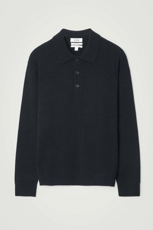 COS Men's Seamless Cashmere Polo Shirt in Navy