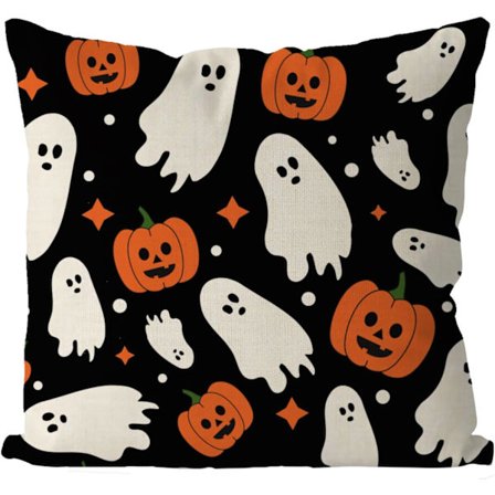 Halloween-aiheinen pellavakankaan tyynynpäällinen 45x45cm Kurpitsat Aaveet Kuvio Sisä- ja ulkotyynynpäälliset Kodin sohvan sisustukseen