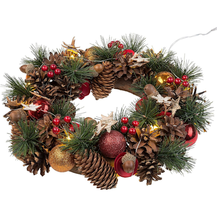 Julkrans med 10 varmvita LED-lampor, 6 timmars timerfunktion