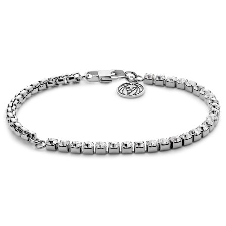 Amager | Srebrzysta bransoletka ze stali nierdzewnej z cyrkoniami dla mężczyzn - Bransoletki stalowe