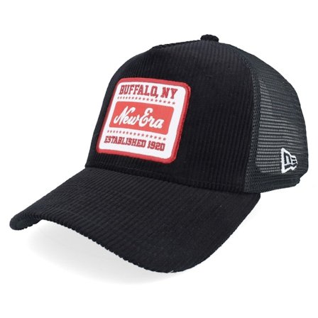 New Era - Svart trucker Caps - Patch Buffalo NY Cord A-Frame Black Trucker @ Hatstore