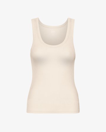 Women Organic Rib Tank Top - Ivory White M