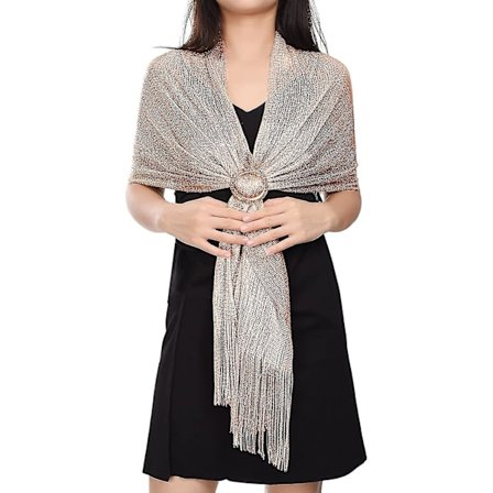 Slinx Kvinner Glitrende Sjal Og Omslag Sølv Sjal Metallic Olaof Skjerf Til Brude Brudepike Bryllupskveldsfest Formell ball