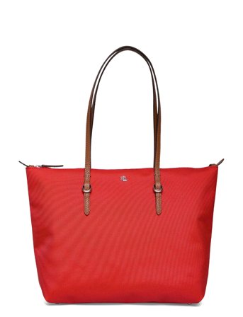Nylon Medium Keaton Tote Bag Red Lauren Ralph Lauren