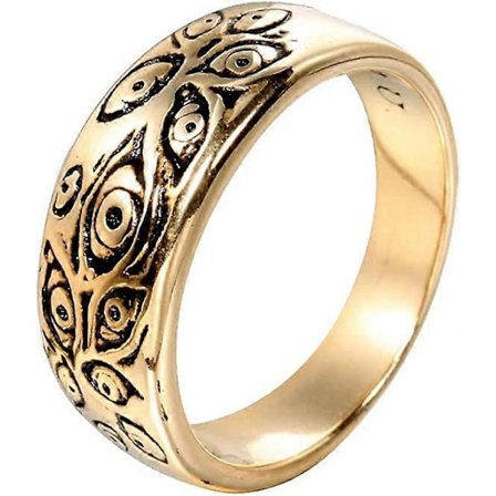 Herr Vintage Rostfritt Stål Graverad Guds Öga Ring Svart Guld Silverton