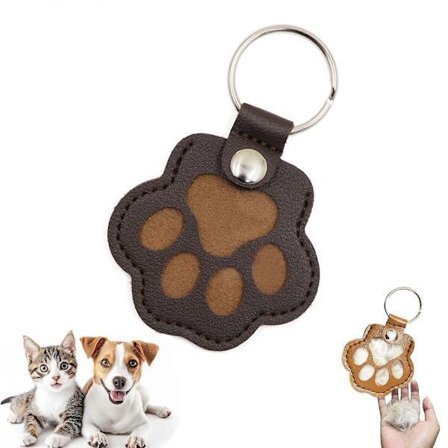 Nyckelring för förvaring av hundhår, nyckelring med lädertass för minnesgåva av husdjurshår, mörkbrun