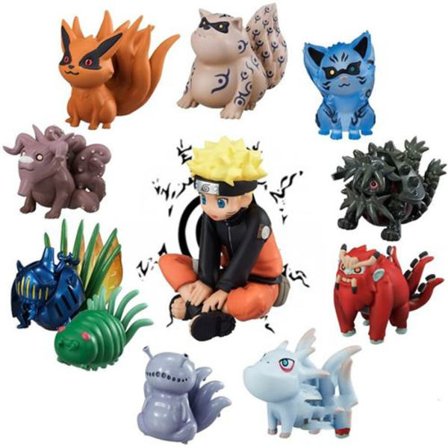 Set med 11 st Fina Naruto Uzumaki Figurer i Låda