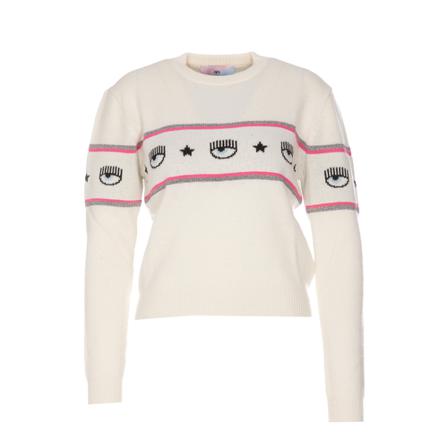 Chiara Ferragni Collection, Chiara Ferragni Sweaters White Biały, Kobieta, Rozmiar: XS