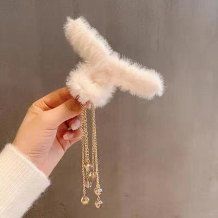 2 stk Sløyfe Hårklo Perle kvast Hårnåler HVIT F F