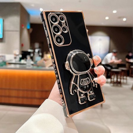 For Samsung Galaxy S25 Ultra Deksel Kjærlighetshjerter Elektroplettering TPU Telefondeksel med Astronaut