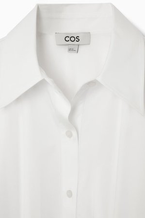 COS Femme Robe-Chemise Midi Oversize in Blanc