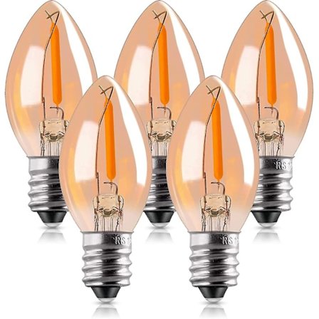 C7 LED-pære, 0,5 W lyspære, ravfarget dekorativ Edison nattlampe LED E14 kandelaberfilament sokkellampe ekstra varm hvit 2200k