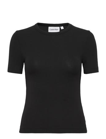 Modal Rib Crew Neck Tee T-shirts & Tops Short-sleeved Svart Calvin Klein*Betinget Tilbud