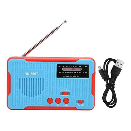 Batteridrevet radio med justerbar kanalvælger, nødradio AM FM lommeradio højttaler lang rækkevidde modtagelse stereolyd til udendørs brug