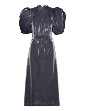 Metallic Nylon Puffy Dress Knälång Klänning Blå ROTATE Birger Christensen