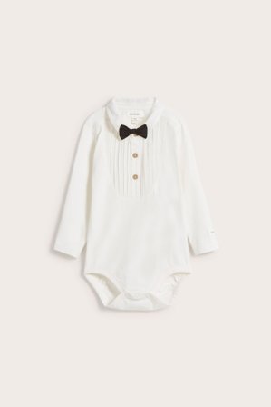 Newbie | Langermet body med sløyfe baby | Offwhite