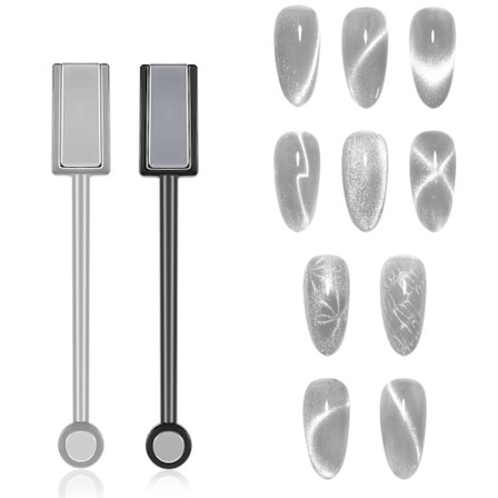 2 STK Dobbelthovedet Neglemagnet Stærk Sugekraft Magisk Magnetstav 3D Katteøje Gel Neglelak Magnet Tryllestav Neglekunst Design Tilbehør 