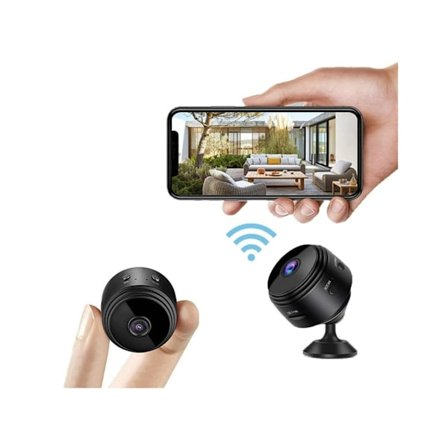 YEMAESRE A9 1080P Full HD Trådlös Kamera med Ljud och Video Hemmasäkerhet med Rörelsedetektering Mörkerseende Svart