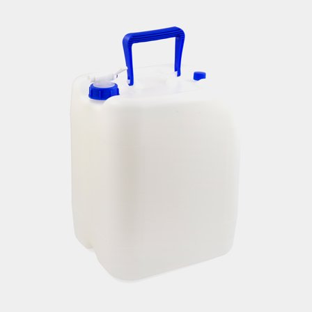 Water jerrycan with tap Nordiska Plast, natural white/blue, 20 litres