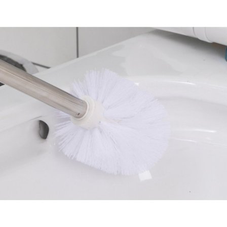 Reservetoalettbørste, svart toalettbørste, med håndtak i rustfritt stål