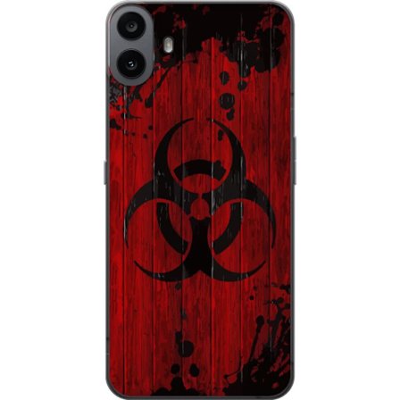 Kompatibelt Mobilskal till Nothing Nothing CMF Phone 1 Röd bakgrund med svart biohazard-symbol i sliten målad stil, industriell känsla med stänk,