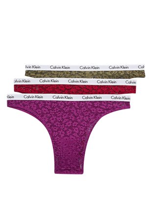 Calvin Klein Brazilian 3-Pack 6VY INTENSE PLUM/RED Klær