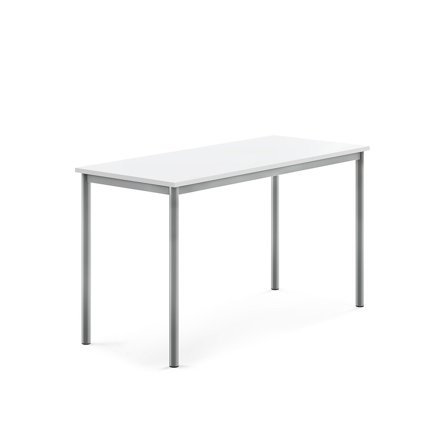 Tisch BORÅS, 1400x600x760 mm, Laminat weiß, alugrau