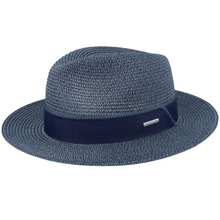 Stetson - Bleu straw Chapeau - Toyo Light Blue/Navy Traveller Straw Hat @ Hatstore