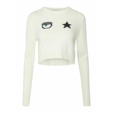 Chiara Ferragni Collection, Round-neck Knitwear Wit, Dames, Maat:XS